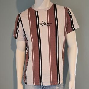 Hollister Light Plum and White Short Sleeve Tee